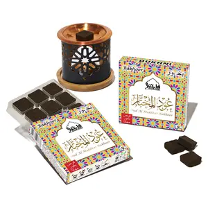 Oud Al Mukhtar Bakhoor Set with Smokeless Oriental Burner, 2 Boxes of Premium Oud Incense for Home Fragrance