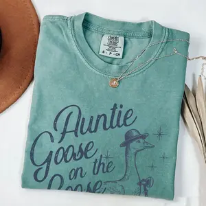 Comfort Colors Auntie Shirt, Auntie Gift, Aunt Pregnancy Announcement, Mothers Day, Auntie Goose On the Loose Retro Western Style