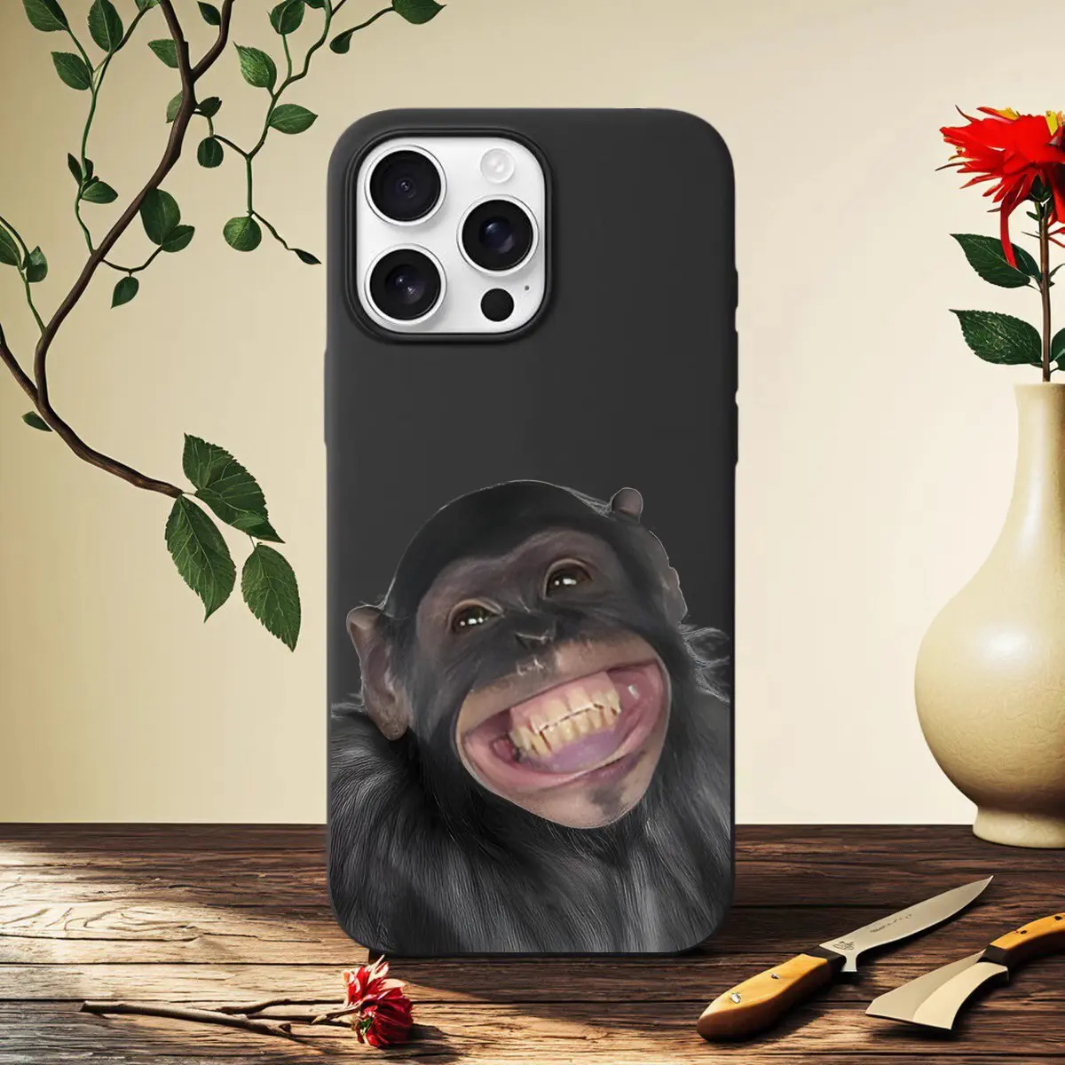 Monkey Orangutan Pattern Silicone Smartphone Case - Shockproof, Slim, Anti-Scratch with Soft Microfiber Lining for Handheld Cellphone Protection on iPhone 16, 16 Pro Max, 15, 15 Pro Max, 14, 13, 12, 11 Devices
