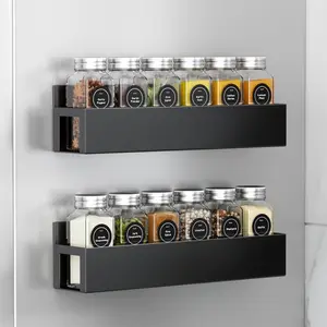 4 Pack Magnetic Spice Rack with 28 Spice Jars, Spice Labels, Chalk Marker and Funnel Set, Magnetic Spice Organizer Shelf for Refrigerator, Microwave, Seasoning Organizer for Kitchen