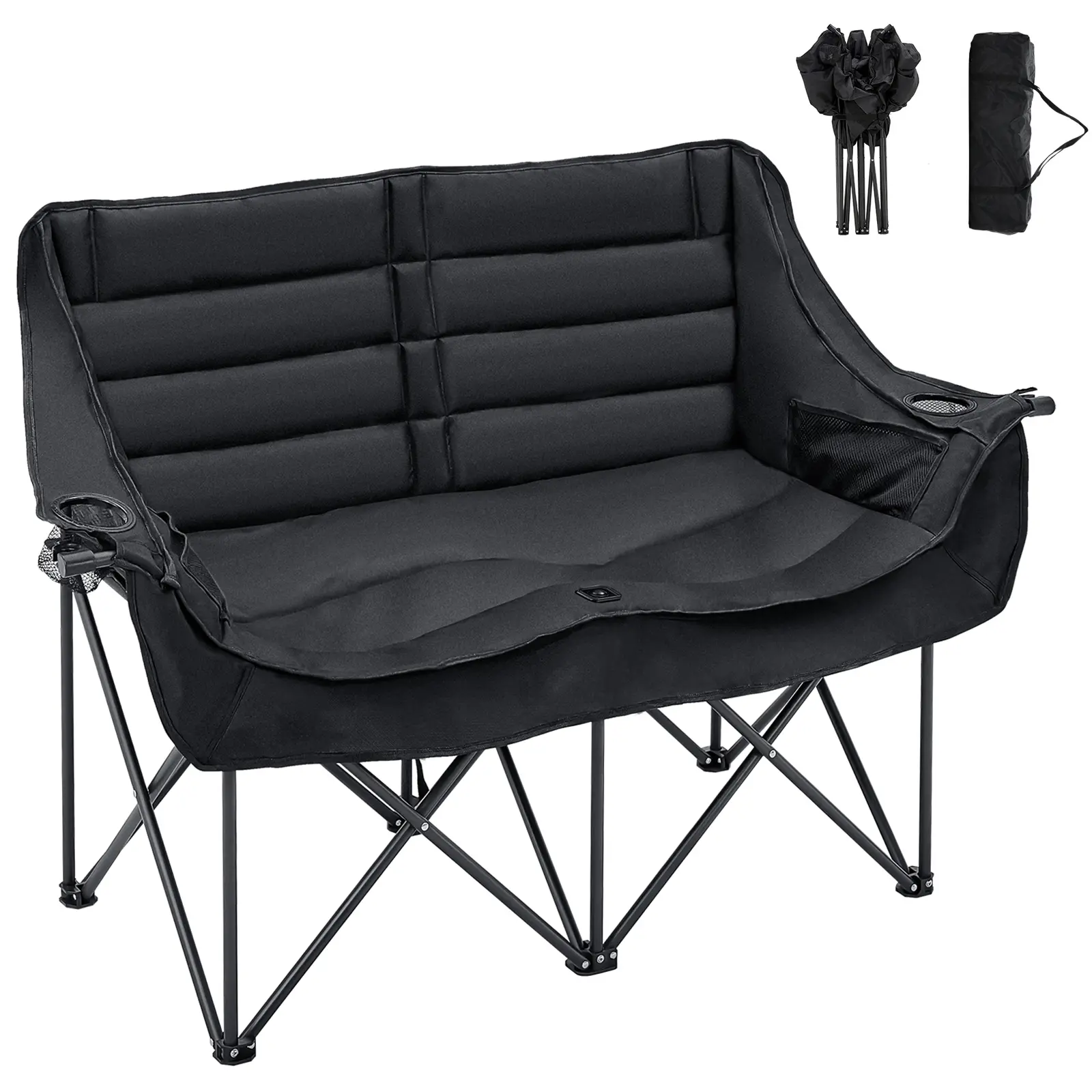 ABORON XXL Oversized 2-Person Padded Foldable Loveseat Camping Chair - Oxford Fabric, 500 lbs Capacity, Large Portable Beach Chair, Collapsible Lightweight Outdoor Seating for Camping Lawn, Large Portable Chairs