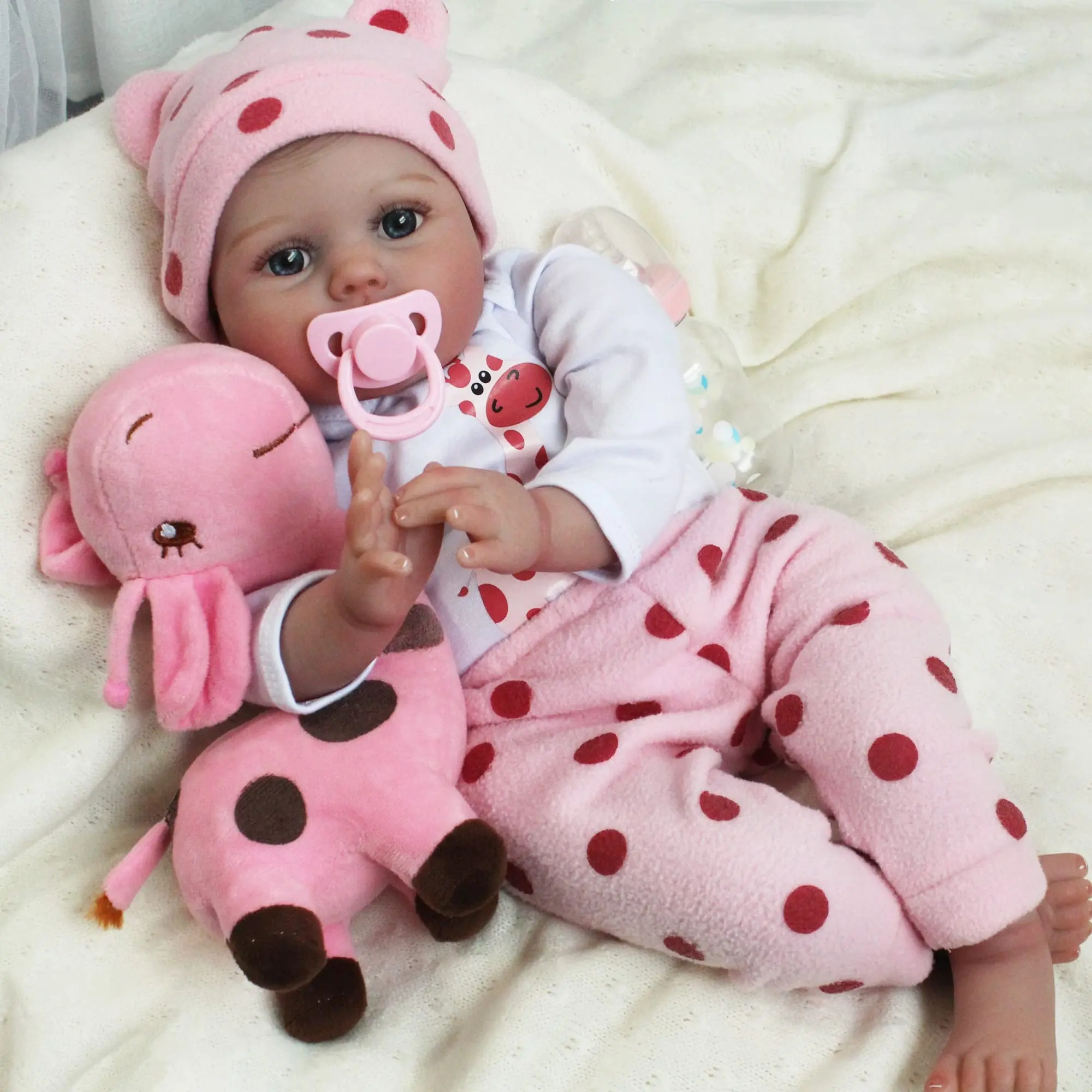 #Summervibes #mothersdaygift [WOOROY] Realistic Baby Doll - Birthday & Christmas Gift, 22 In Lifelike Reborn Baby Doll Lucy with Cloth Body Blue Eyes, Hand-rooted and Hand-painted Hair, Girl Gift 2026 for Kids Age 3+
