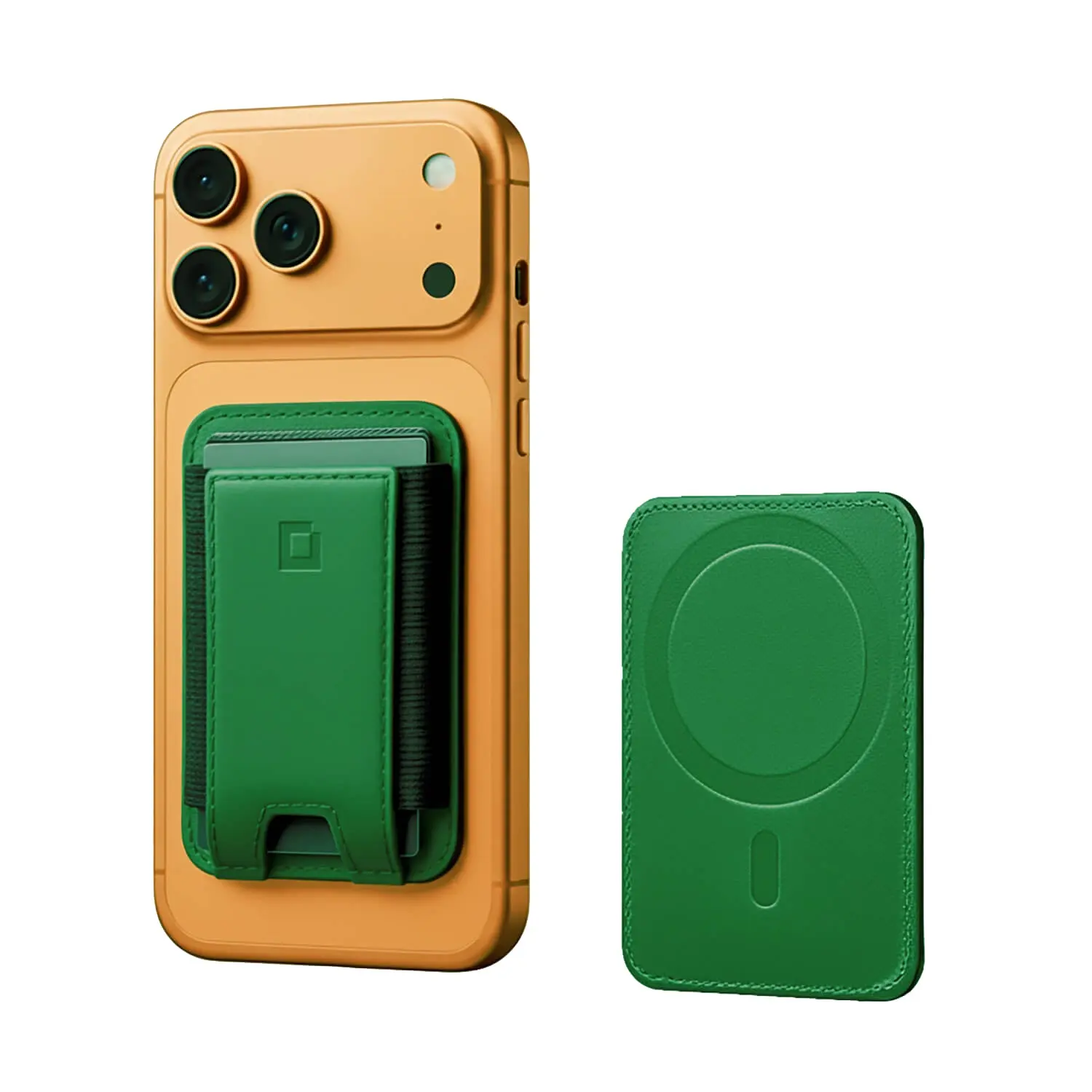 Leather Wallet MagSafe RFID Protection Magnetic Full-Grain Green