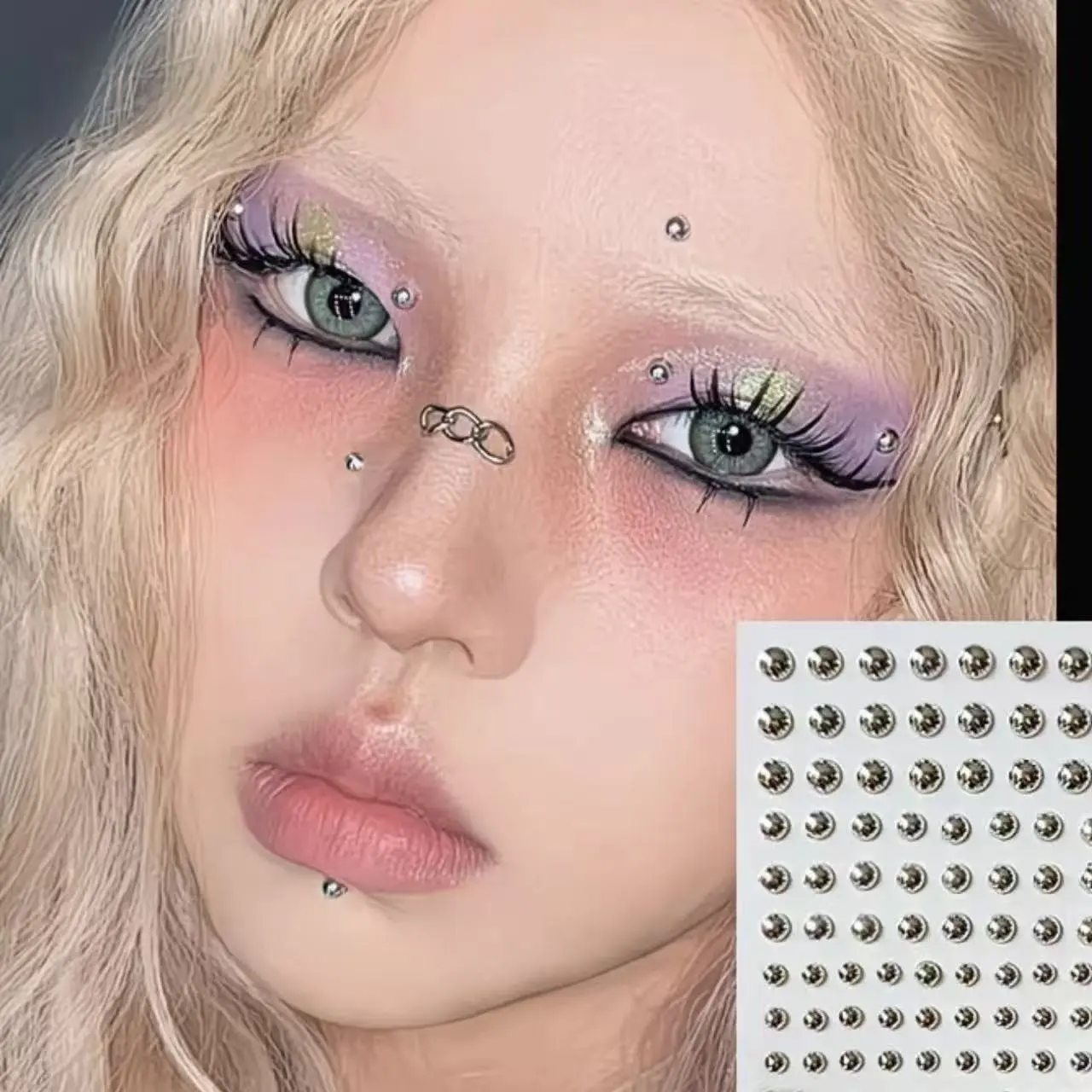 165pcs Waterproof Fake Piercing Kit, Self-Adhesive Lip, Eyebrow, Nose, Septum Jewelry, Belly Rings, Non-Pierced Body Jewelry Set, Makeup Party Accessory