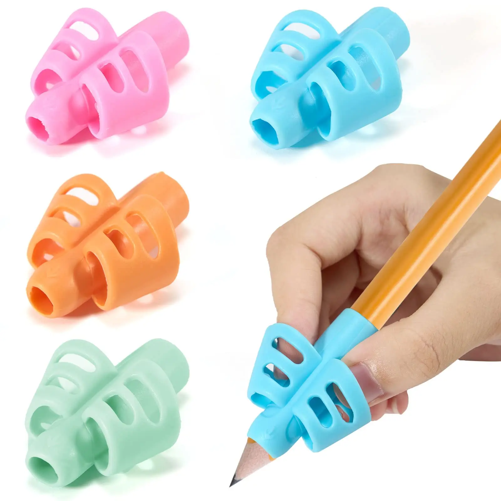 Pencil Grip (5 Counts), Silicone Writing Aid Tool without Pencil, Stationery Supplies for Students, Office School Supplies