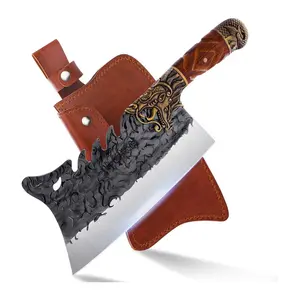 ROCOCO Heavy Duty Cleaver—Hand Forged Viking Cutter, Perfect for Meat Cutting-Kitchen Knives Gift for Thanksgiving Day and Black Friday