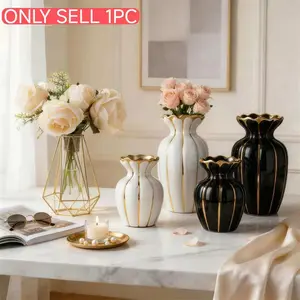 Elegant Creative Luxury Glossy Ceramic Vase, Ceramic Flower Vase, Decorative Bottle for Home Decoration, Desktop Arrangement, Floral Water Container