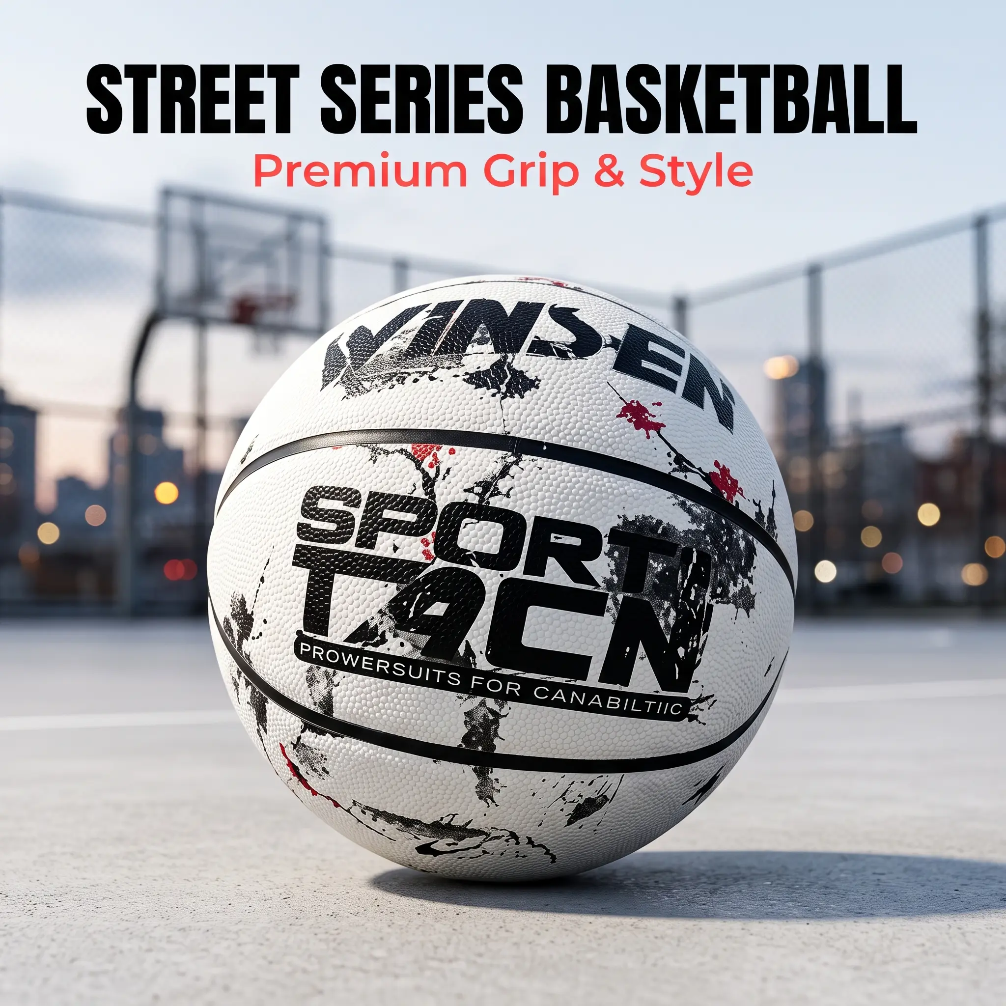 Street Series Size 7 Basketball, Premium Composite Leather Basketball, Non-Slip Outdoor Street Basketball, Durable Official Adult Basketball for Indoor Outdoor Street Court Training Game