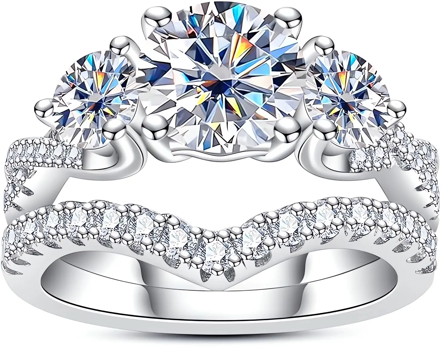 Lab Grown engagement Ring,Main diamond 2 carats, E color, VVS2,Laboratory Diamond Ring, Wedding Ring Bridal Set
