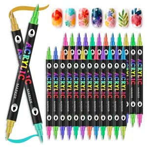 48 Colors Nail Art Pens Set Dual-Ended 3D Nail Polish Pens, Quick-Drying Acrylic Paint Markers, Dotting Liner Brush for DIY Nail Design, Nail Art Tools, Nail Art Supply, Nail Art Accessories