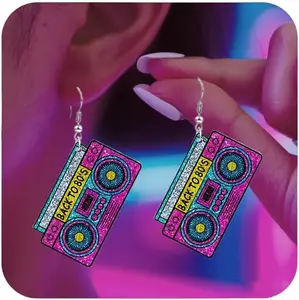 80s Earrings for Women Retro 90s Neon  Earrings  Cassette Tape Style  70s 80s 90s Outfits & Party Accessories for Women