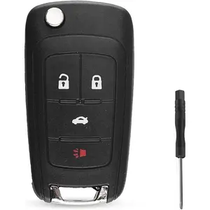 5 Button Flip Key Fob Shell Replacement for Chevy Cruze Camaro Impala & Buick Opel Models – Folding Remote Key Case with HU100 Blade