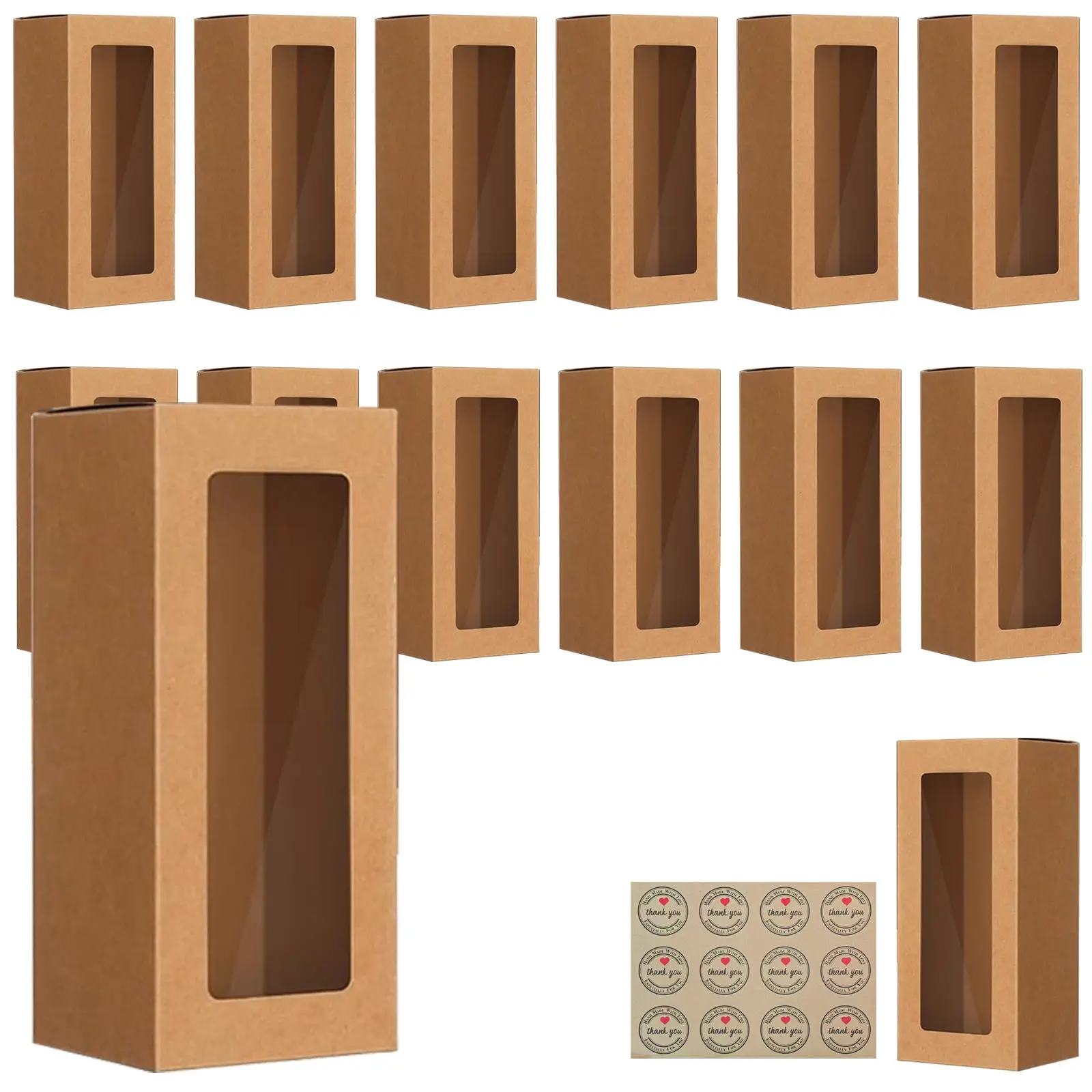 Brown Bakery Boxes with Window, 8.7'x3.15'x3.15' Pastry Boxes for Gift Giving, Treat Boxes for Bread, Donuts, Valentine's Day, Women's Day, Mother's Day, Christmas, and Holiday Gatherings
