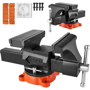 VEVOR Bench Vise, 8" Jaw Width, 8" Max Jaw Opening Multipurpose Vise with 360 °   Swivel Locking Base, 3.7" Throat Depth, Heavy Duty Ductile Iron Workbench Vise, Two-Way Jaws for Clamping Round Pipes