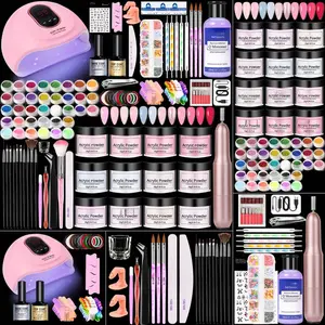 With Drill Set for Beginners with Everything 12 Color Acrylic Powder Nail Decoration Tools Home Salon