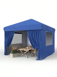 10x10 Pop Up Canopy Tent Outdoor Canopy One-Person Set Up Heavy Duty Commercial Instant Tent Shelter, 4-Sidewall+Blue