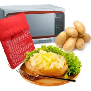 Tvoip 3 Pack of Microwave Potato Cooker Bag,Baked Potato Microwave Baking Bag,Potato Express Pouch, Perfect Potatoes Just in 4 Minutes Red