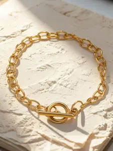 Stainless Steel Vintage Ot Clasp Bracelet for Women, Luxury Simple Design Thick Chain, Trendy High-End Style Jewelry Gift, Trendy Jewellery Accessories