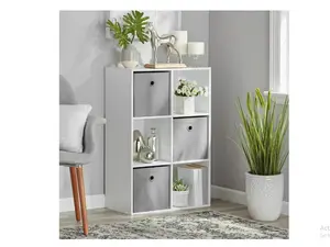 11" White 6-Cube Storage Organizer for Racks