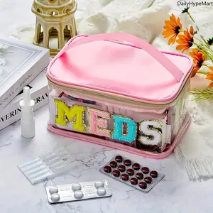 Funky Unisex PVC Portable Everyday Medicine Sorting Bag - Transparent Waterproof Top-Zipper Bag with Resealable Pack, Secure Pocket, Travel Organizer, Toiletries Pouch (Fashion Accessory)
