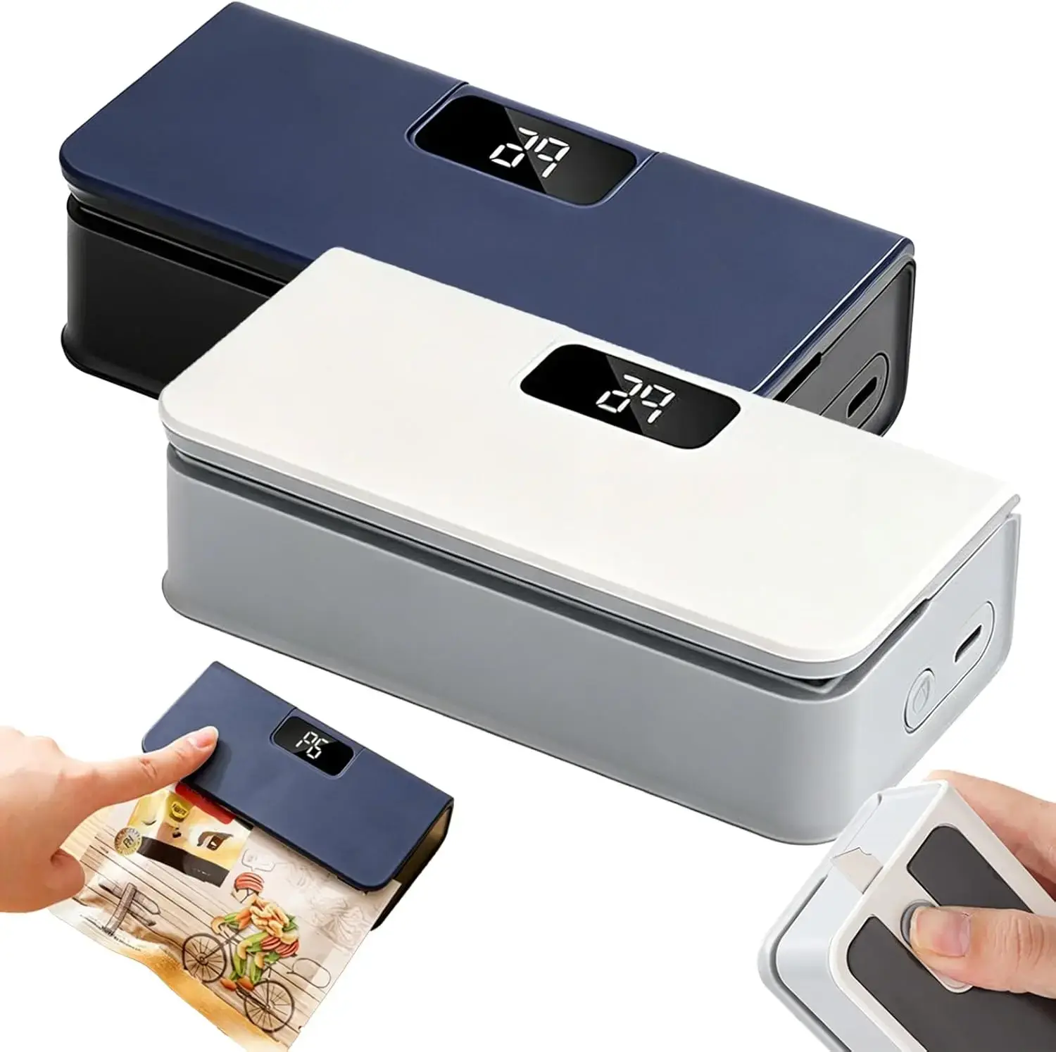 Portable Sealing Machine USB Rechargeable Mini Bag Sealer with Built In Cutter Beer Bottle Opener Magnetic Design for Snacks Coffee Pet Food Food Storage Kitchen Camping