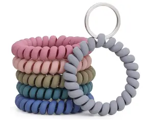 LGEGE 6PCS Stretchable Wristband Keychain, Spring Flexible Spiral Wrist Coil Key Holder Ring