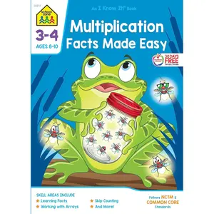 School Zone - Multiplication Facts Made Easy Workbook - 64 Pages, Ages 8 to 10, 3rd Grade, 4th Grade, Math, Skip Counting, Arrays, Word Problems, and More (School Zone I Know It!® Workbook Series) Paperback – June 22, 2018