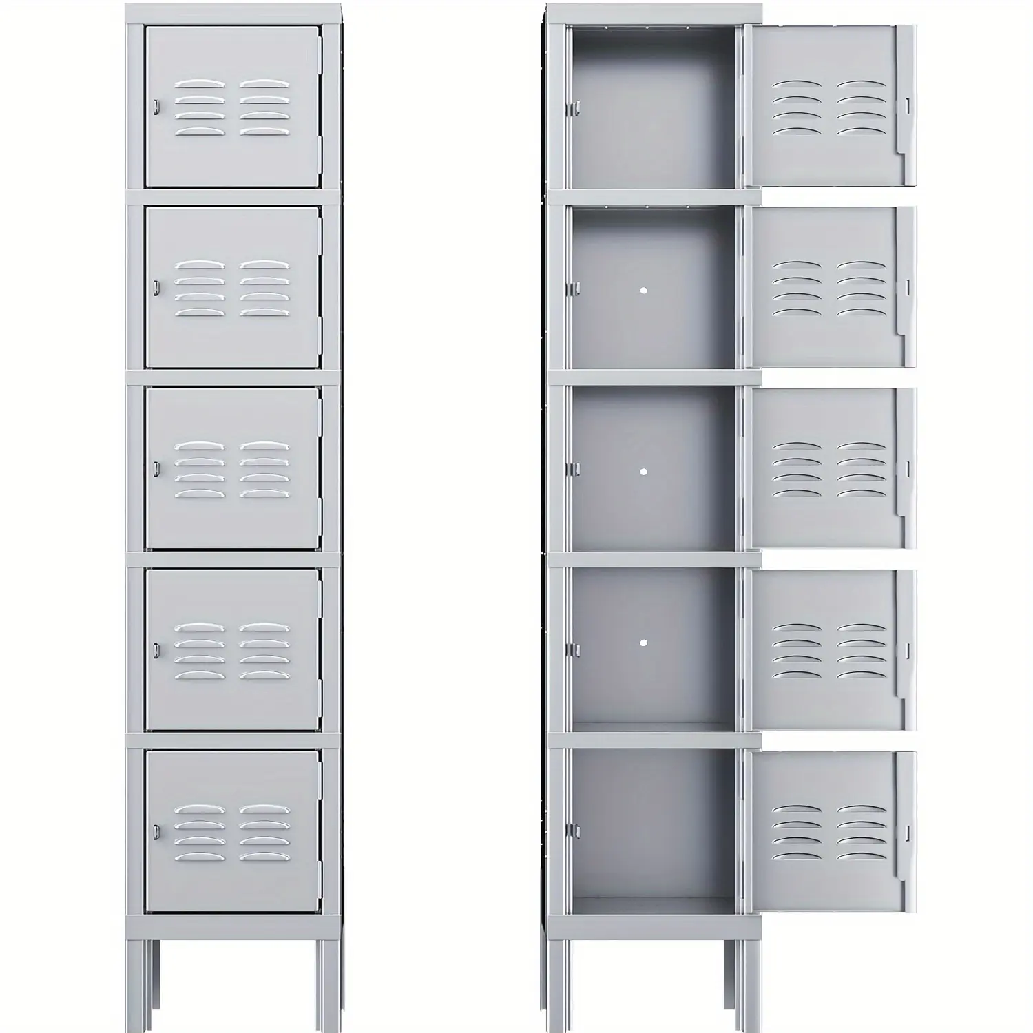 Home Essentials Metal Lockers For Employees, 5 Door Storage Locker, Tall Steel Locker Cabinet For School, Office, Home, Gym, Kid Room
