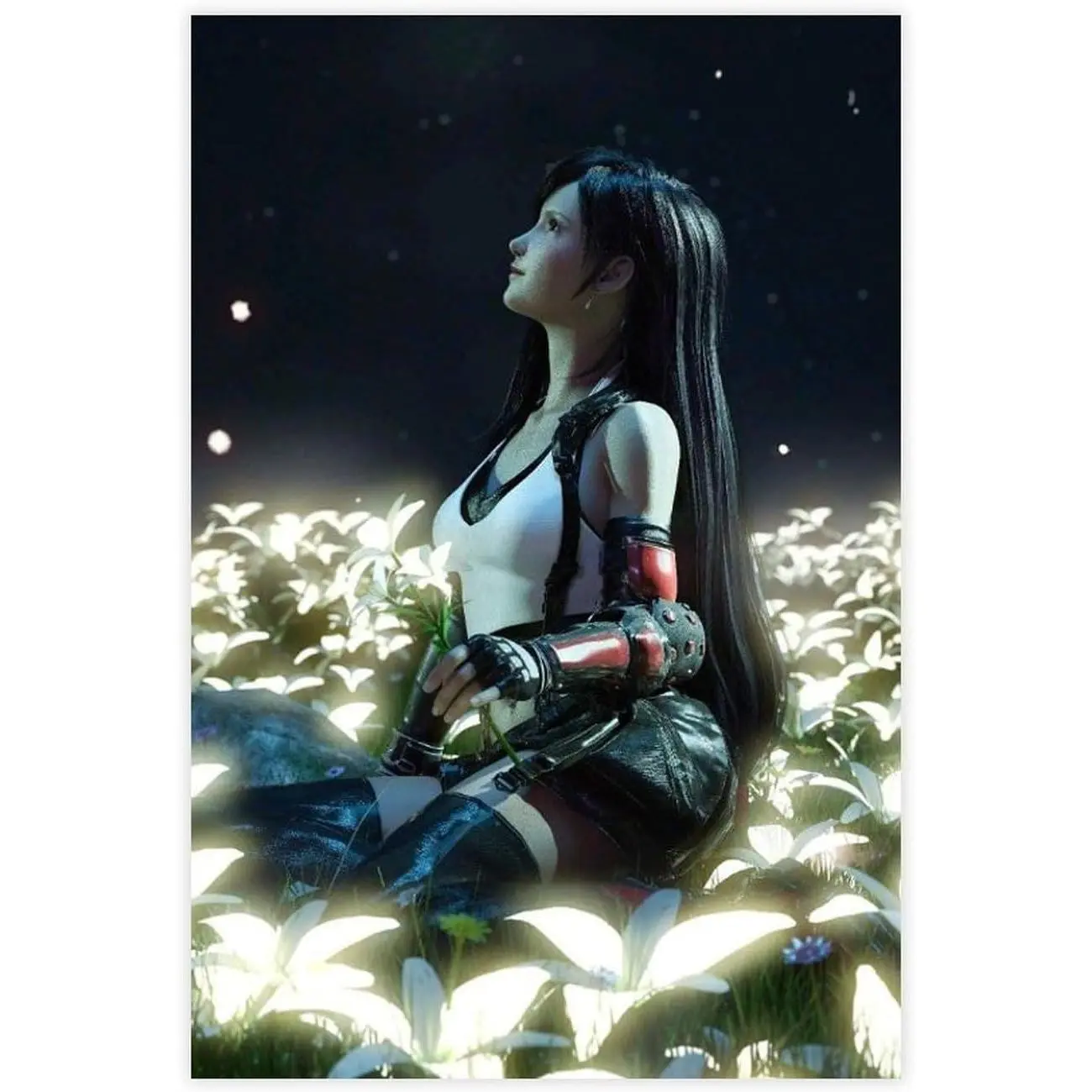 FF VII Tifa Canvas Print Artwork - 16-Inch Frameless Game Poster with Waterproof Ink, High Color Fastness, Home Wall Decor for Bedroom & Office, Ideal for Fans of FF VII