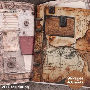 JAIIMAN 2D Flat A5 96pages Retro Steampunk To-do List Writable Notebook, Vintage Journal, Perfect for Scrapbooking, Daily Office, Paper Craft, Collage Decoration, Gift-grade Travel and Commemorative Album