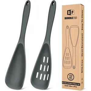 Pack of 2 Cooking for Non Stick, Multifunction Spatula Spoon BPA-Free, One-Piece, Suitable for Scooping, Scraping, Serving and Mixing(GRAY)