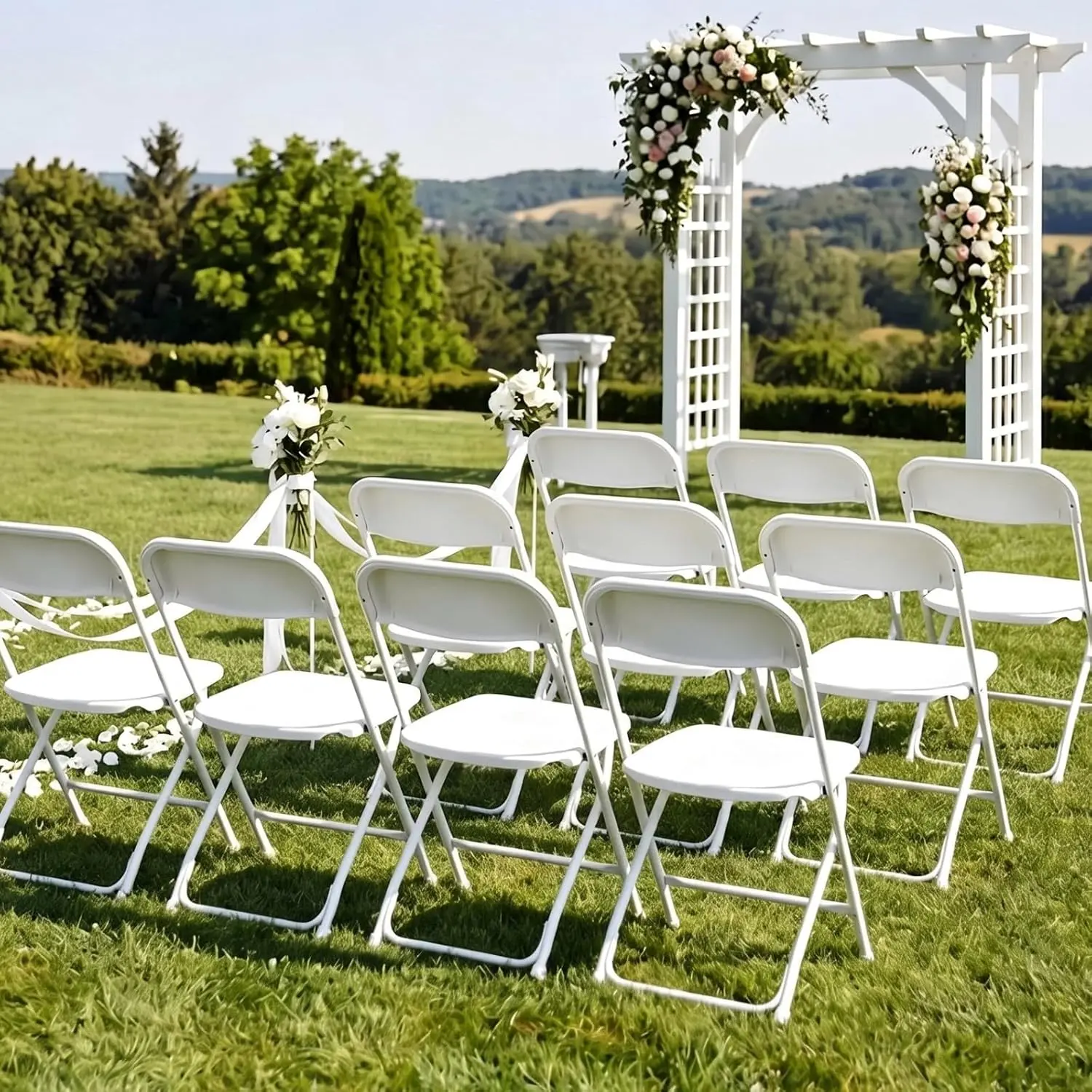 MAMIZO 4/6/10 Pack Plastic Folding Chairs, Portable Indoor Outdoor Commercial Seat with Heavy Duty Steel Frame, Stackable Sturdy All Weather for Events Wedding Party Picnic Kitchen Dining, 330LBS balcony garden patio set furniture