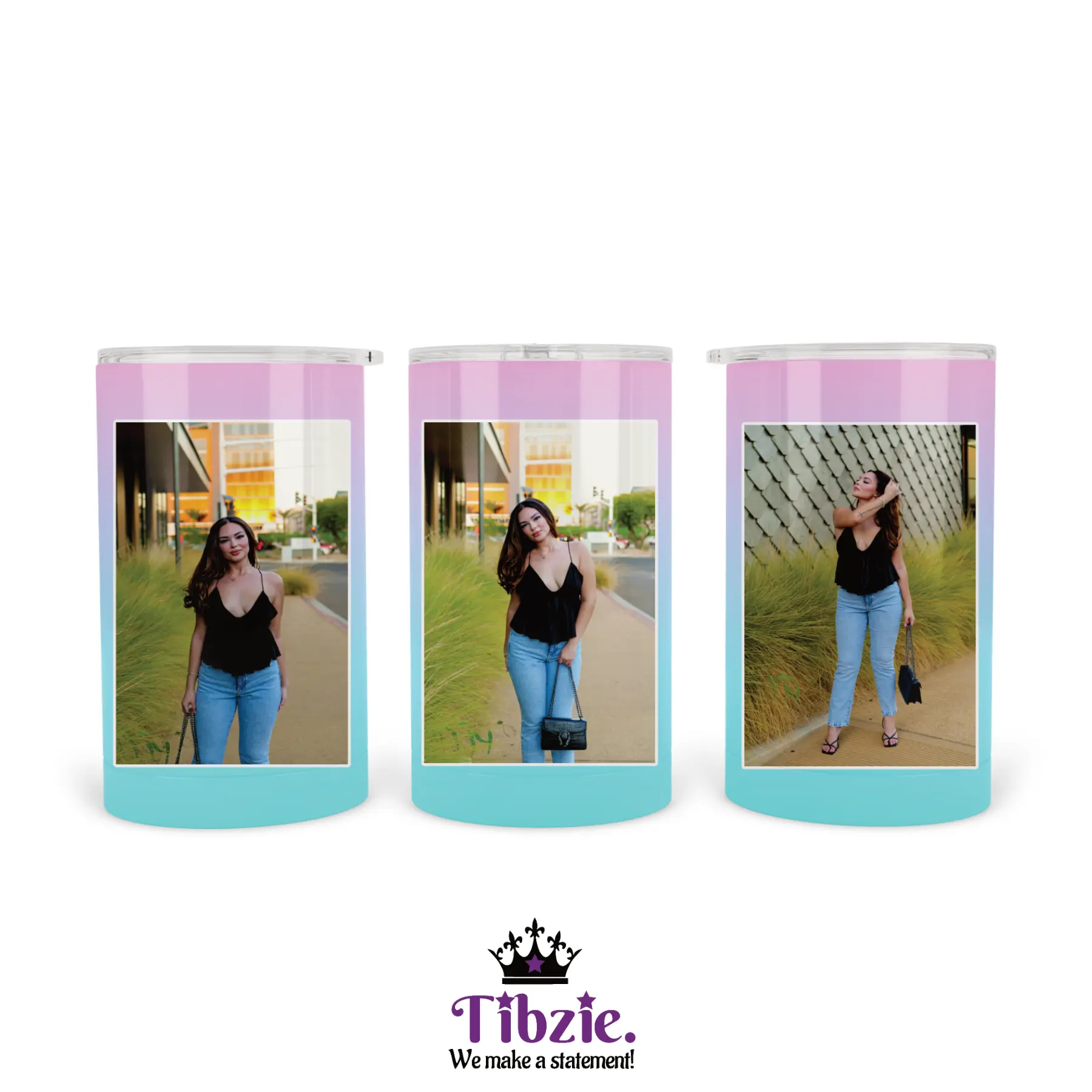 Tibzie Custom Photo 12 oz Tumbler – Stainless Steel, 2.9x5.1 in., Sliding Lid, Straw, Personalized Name in 12 Fonts, Custom Images, Compact Travel Cup for Gifts or Everyday Use (CUSTOM REQUEST)