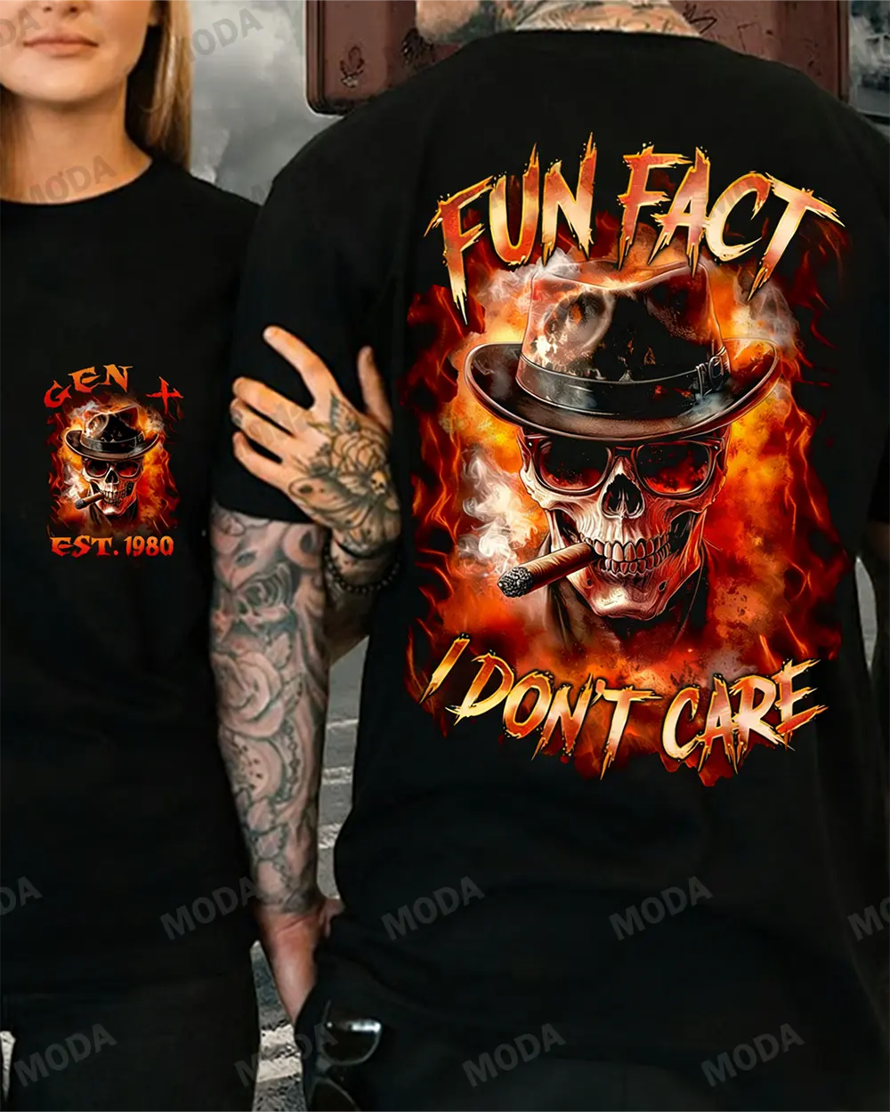 MAN WITH Ａ MISSON SKULL SHIT コラボ XXL Chaosmoda Generation X Fun Fact I Don't Care Custom Year Skull T