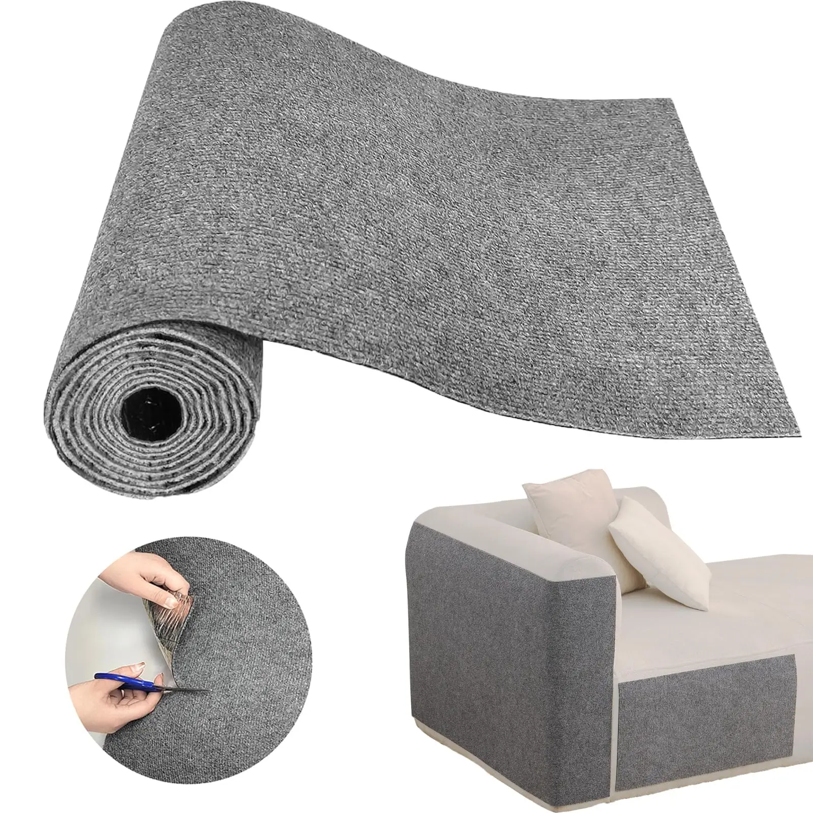 Cat Scratch Couch Furniture Protector, Adhesive Cat Scratch Pad Deterrent for Furniture, DIY Climbing Cat Scratcher Couch Protector from Cat Claws Scratching for Indoor (Light Grey, 39.3 x 15.8 x 0.2 inches)