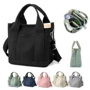 Riverich Crossbody Tote Bag, 1 Count Multi-pocket Canvas Purse Handbag, Lightweight Shoulder Bag for Women, Travel & Home Organizer, 9.0"L x 5.9"W x 8.3"H, Adjustable Strap, 5 Inside Pockets, Zipper Closure, Fashionable & Versatile