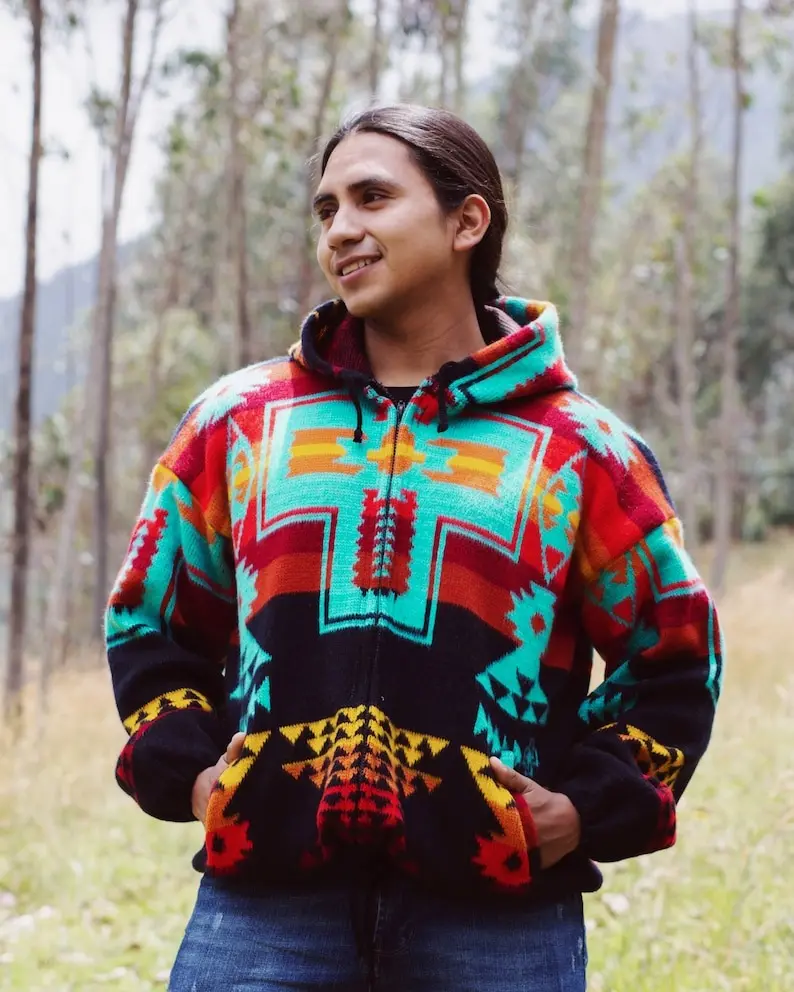 Native Southwestern Wool Jacket Southwest Jacket Native American Style Coat