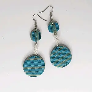 Polymer Clay Fishhook Earrings with  Glass Beads