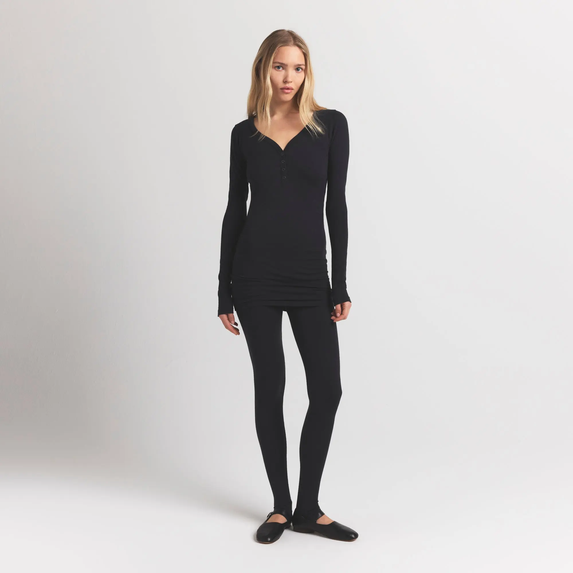 SKIMS WOOL RIB HENLEY DRESS