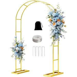 7.2FT Metal Garden Arch Trellis Arbor, Wedding Arch Stand with Steel Frame, Metal Pergola Arbor with Base for Decor Valentines Day Garden Trellis Climbing Plant, Bridal Party Ceremony