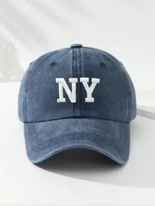 Unisex Y2K Vintage Style Ny Letter Embroidered Baseball Cap, Adjustable Outdoor Sun Hat for Travel Beach, Casual Fitted Design for All Seasons