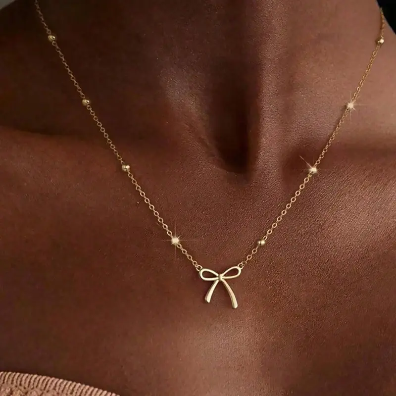 Bowknot Pendant Necklace for Women & Girls, Minimalist Dainty Design, Dainty Necklaces, Versatile Layered Style, Dainty Layering Jewelry, Ideal Gift for Birthdays & Holidays, Birthday Gift Jewelry, Daily Wear Necklace, Everyday Wear Jewelry