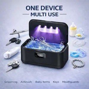 Ultrasonic Jewelry Cleaner with UV Sterilizer, Portable 360° Deep Cleaning Washer for Jewelry, Eyeglasses & Watches, Plug-In Powered