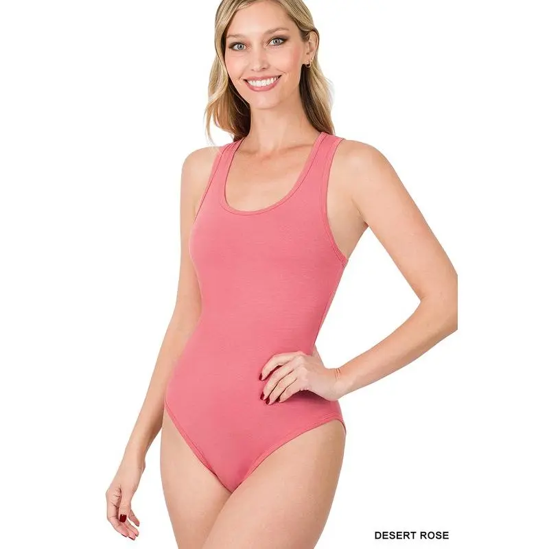 ZENANA Premium Cotton Racer Back Tank Bodysuit