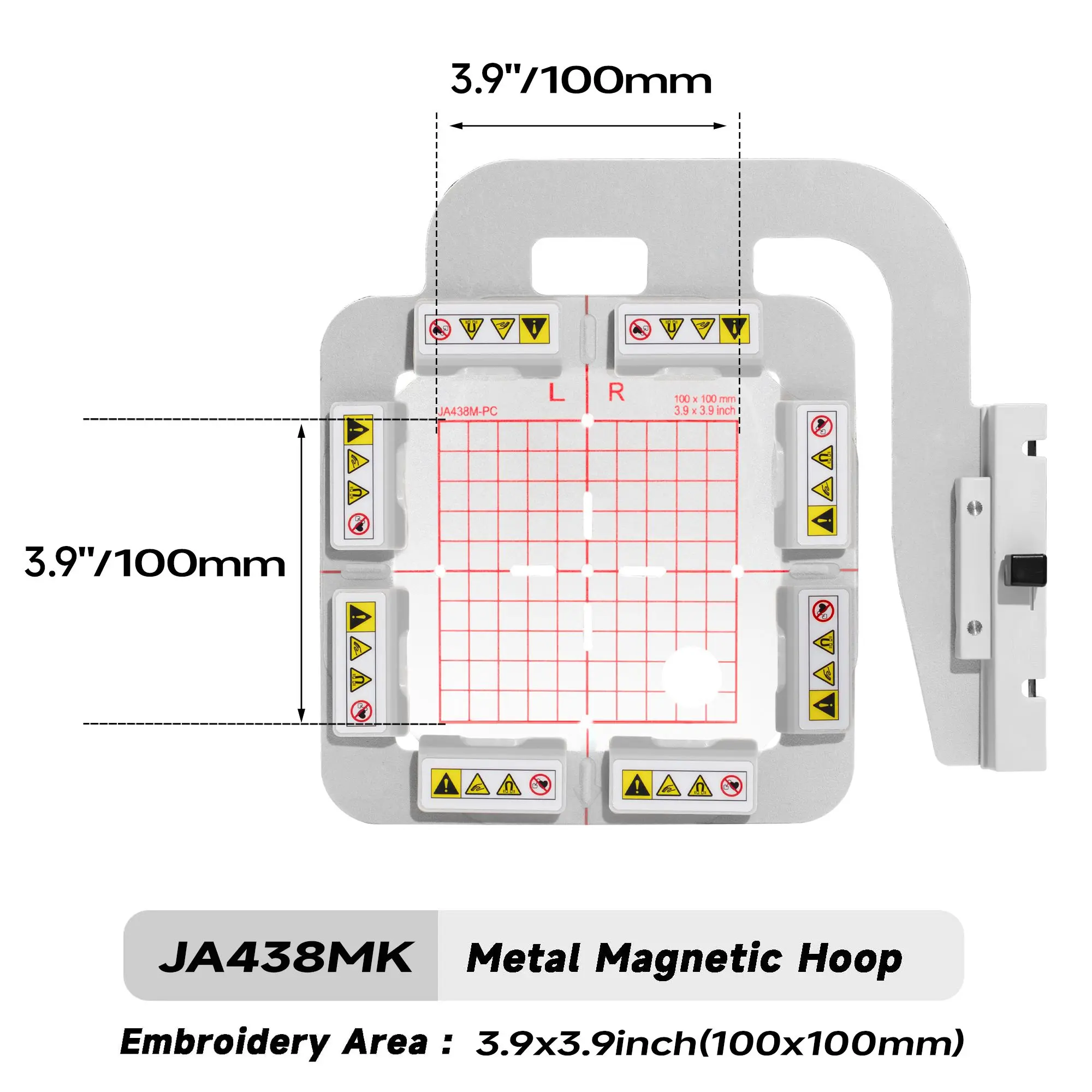 Sew Tech JA438MK 3.9x3.9" 100x100mm Magnetic Embroidery Hoop (Long-bar Magnets) for Janome Memory Craft 550E / 500E / 450E / 400E Embroidery Machine