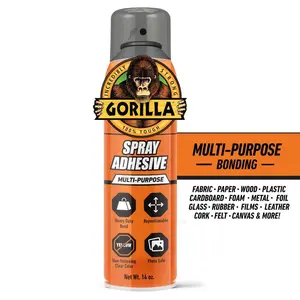 Gorilla 14 oz. Spray Adhesive, Permanent Spray Adhesive, Multi-Purpose Spray Glue, Clear Spray Adhesive, Heavy Duty Spray Adhesive, Low VOC Spray Adhesive, Bonds Foam and Fabric, Repositionable Spray Glue.