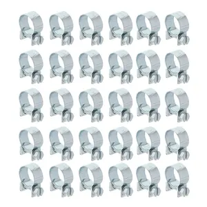 Zinc Plated Fuel Injection Hose Clamps, 30-Pack 3/8 Inch (14mm-16mm) Rubber Tube Clips, Automotive Tools & Hardware for Auto Fuel Lines
