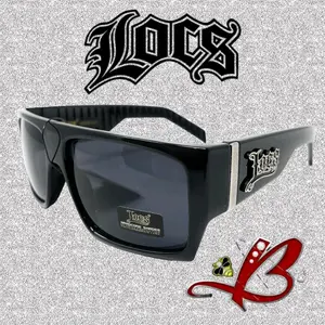 LOCS Flat Top Hardcore Black Glossy Gangster Sunglasses Full Rim Square Cholo OG Lowrider Shades | Original & Authentic Locs tiktok shop glasses