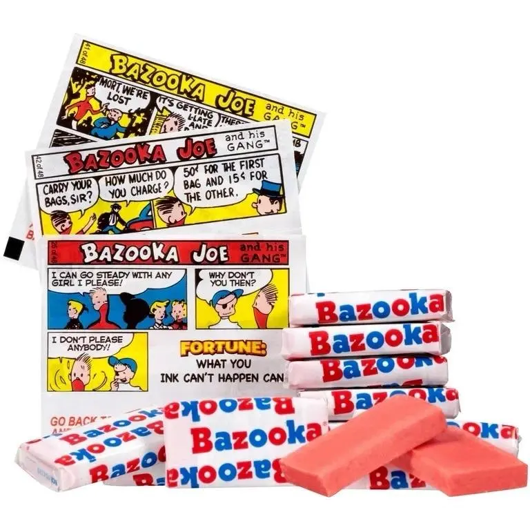 Retro Classic Bazooka Bubble Gum Chewing Gum - Bulk Ambient Corn Snack, Artificial Flavor, Sugar-Sweet, Comic-Wrapped Packaging, Refill Pouch for Party Favors, Candy Lovers, Cupboard Storage, Bazooka Gum