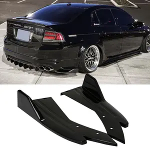 For Acura TL 2004-2008 Glossy Black Rear Bumper Diffuser Splitter Spats Canards